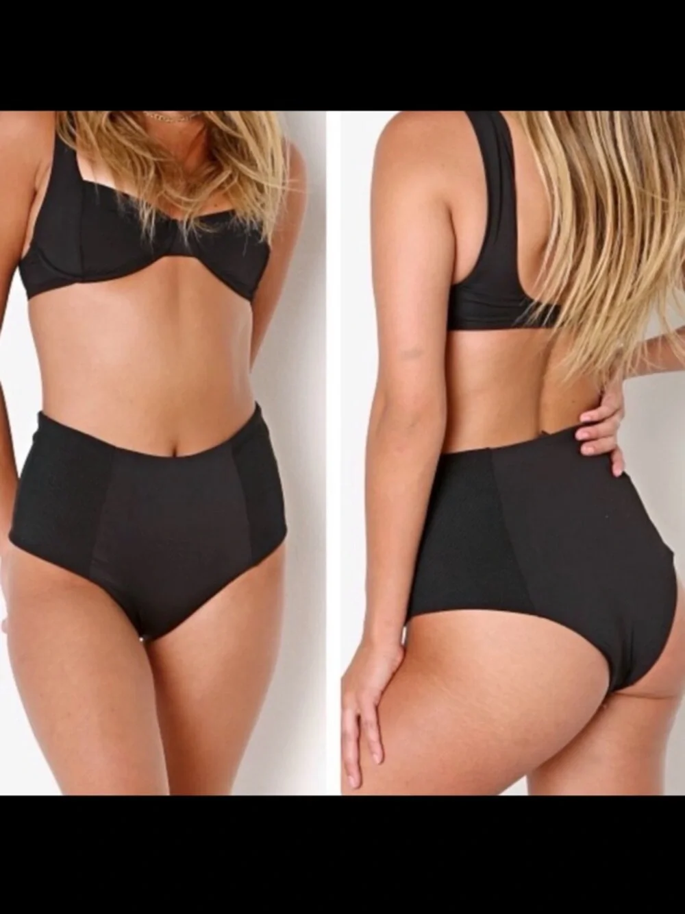 NWOT Women's L*SPACE Jackie Bitsy High‎ Waist Swim Bottoms Black | Size M